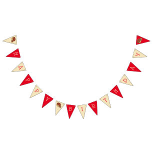 Bannière À Fanions Chicago Deep Dish Pizza Party Joyeux anniversaire