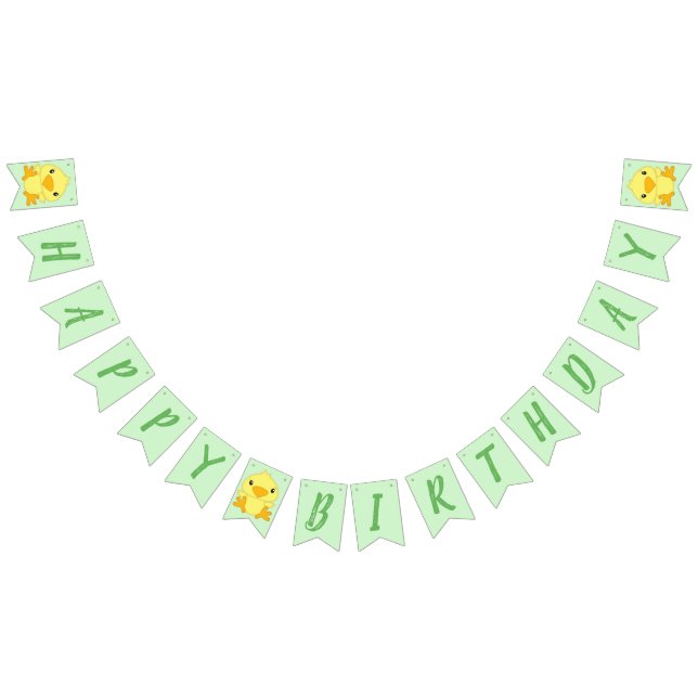 Bannière À Fanions Chick Birthday Party Green (Tout)