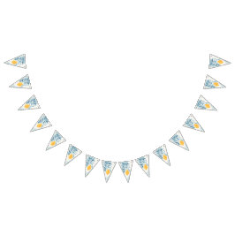 Bannière À Fanions Citron avec illustration botanique feuille bleue