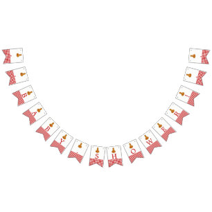 Bannière À Fanions Citrouille Owl & En vichy Baby shower