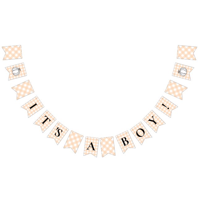 Bannière À Fanions Citrouille Peach En vichy Baby shower Bunting Flag (Tout)