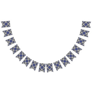 Bannière À Fanions Clan tartan blanc et bleu de Hannay