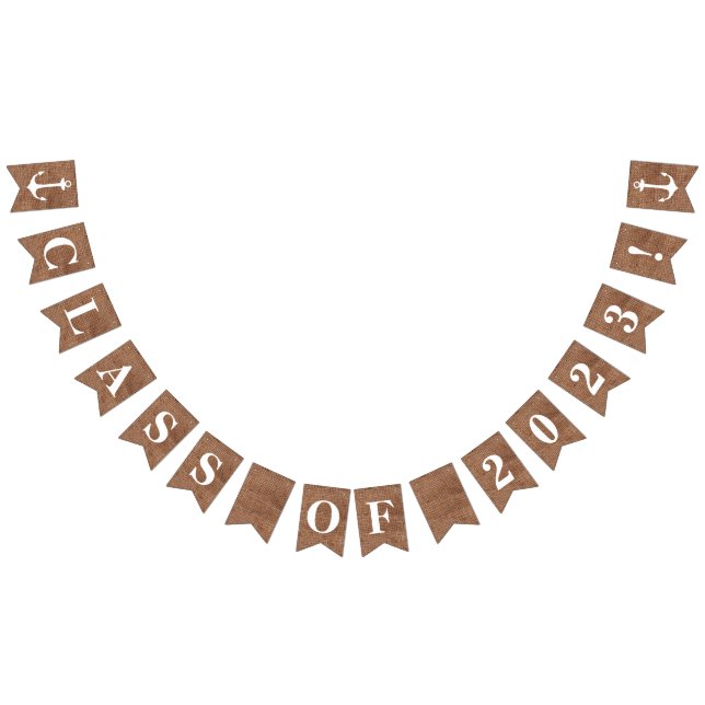 Bannière À Fanions CLASSE DE 2023 sur Burlap simulé avec Ancres (Tout)