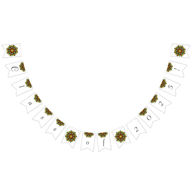 Bannière À Fanions Classe de 2025 ! Mandala en jaune et bronzé (Tout)