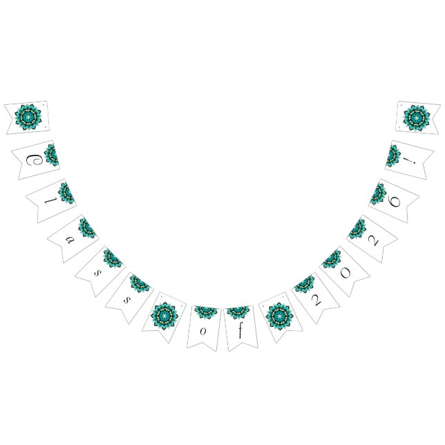 Bannière À Fanions Classe de 2026 ! Mandala en aqua (Tout)