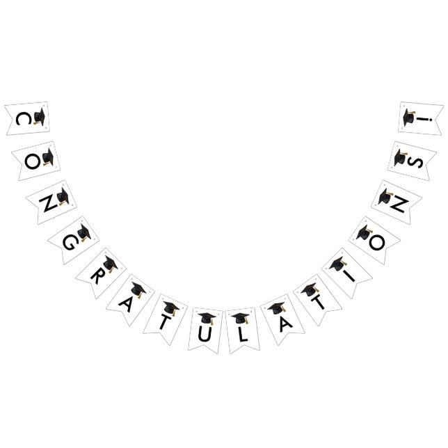 Bannière À Fanions Classe moderne de 2025 Black Script Graduation (Tout)