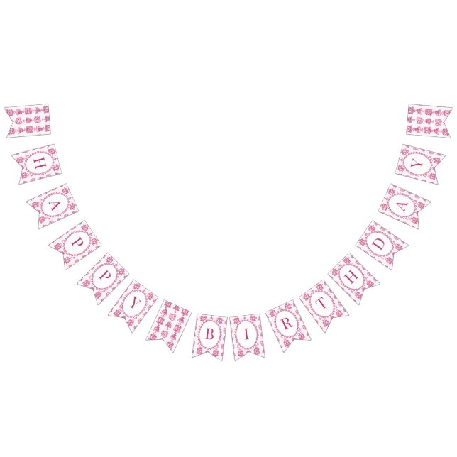 Bannière À Fanions Coeur rose rétro Coquette gâteau cerise (Tout)