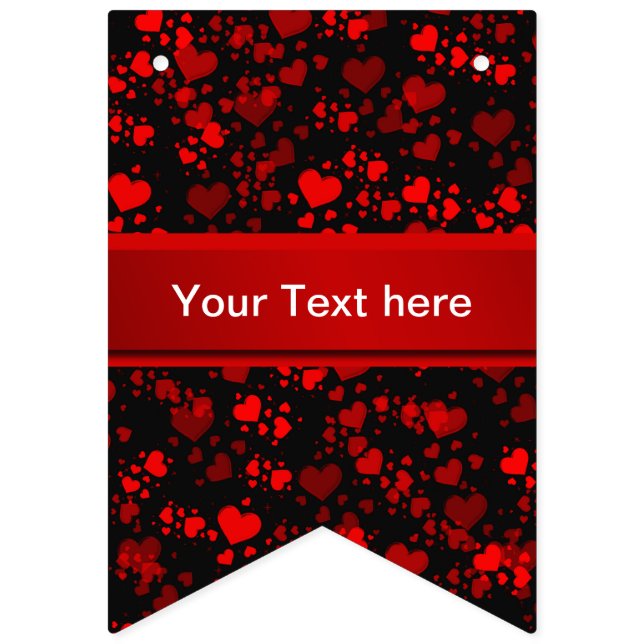 Bannière À Fanions coeurs rouges en texte noir et modèle (treizième drapeau)
