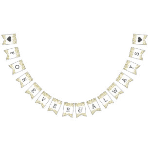 Bannière À Fanions Confetti blanc & or Mariage pour toujours