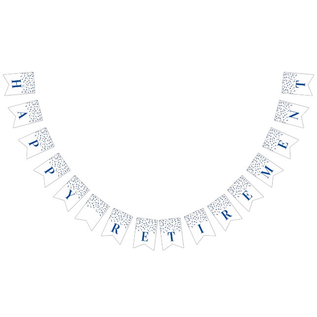 Bannière À Fanions Confettis bleu-foncé de retraite d'argent heureux (Tout)