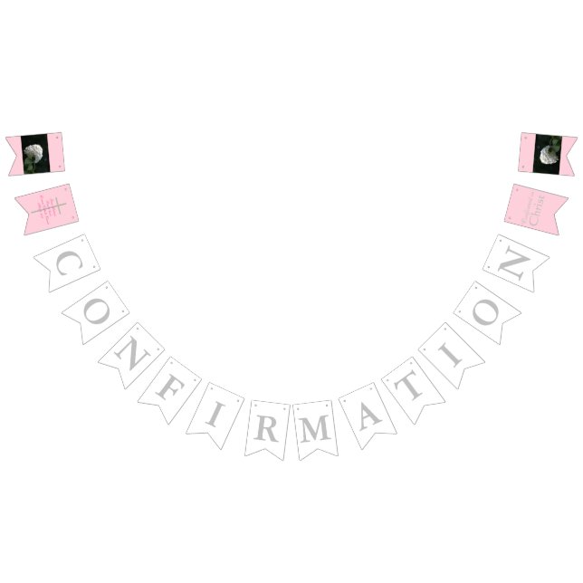 Bannière À Fanions Confirmation Cross Girl Pink INSÉRER votre photo (Tout)