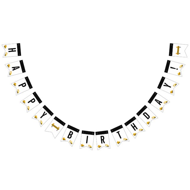 Bannière À Fanions Construction Camions Thème Anniversaire (Tout)