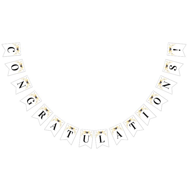Bannière À Fanions Coquette Jaune Bow Félicitations | Diplôme (Tout)