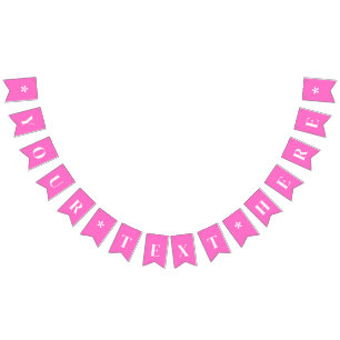 Bannière À Fanions Couleur solide rose néon personnalisée