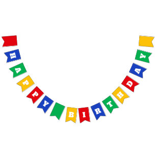Bannière À Fanions Couleurs primaires Joyeux anniversaire