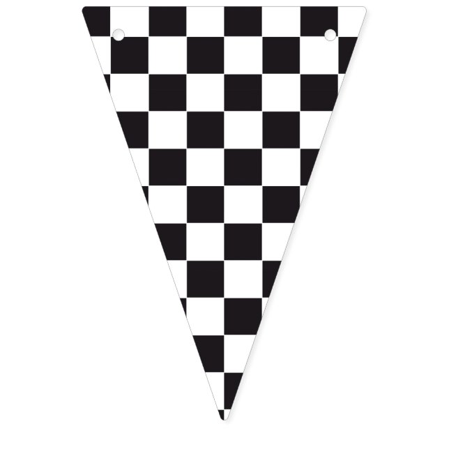 Bannière À Fanions Courses d'automobiles/motif d'échecs + votre (Premier drapeau)