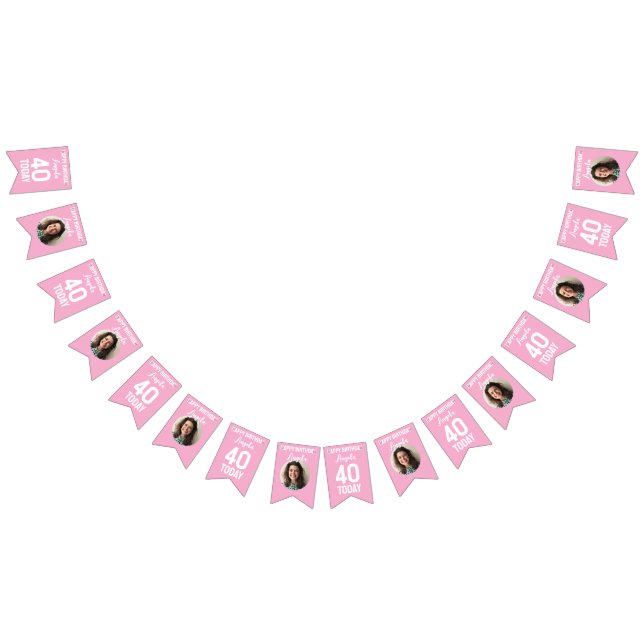 Bannière À Fanions Coutume blanche rose 40e anniversaire de la mise e (Tout)