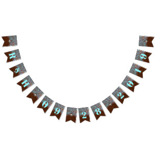 Bannière À Fanions cowboy brun turquoise pays mariage de l'ouest