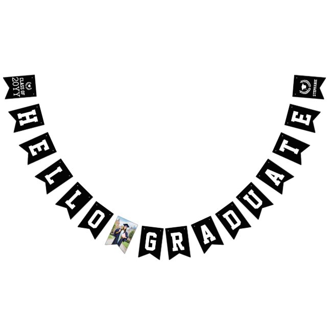 Bannière À Fanions Custom Modern Hello Graduate Photo Graduate Gradua (Tout)