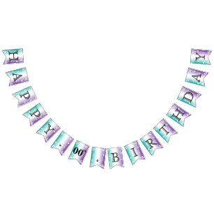Bannière À Fanions Customisez votre propre - Turquoise & pourpre