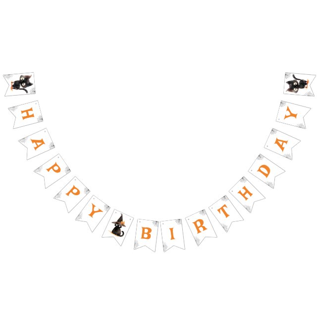 Bannière À Fanions Cute Back chat Fête d'anniversaire d'Halloween (Tout)