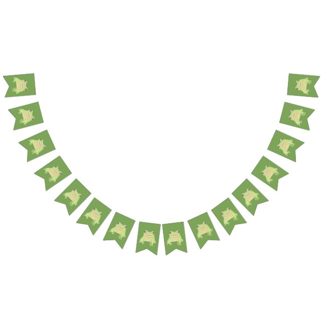 Bannière À Fanions Cute Green Tree Frog - image unique. (Tout)