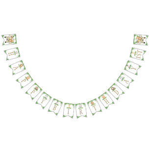 Bannière À Fanions Cute Jungle Animaux Safari Voiture Verdure Anniver