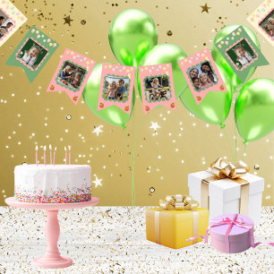Bannière À Fanions Cute Pastel Fille Famille Moments marquants Annive
