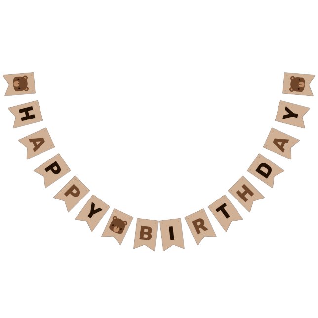 Bannière À Fanions Cute Petit Ours Brown Anniversaire (Tout)