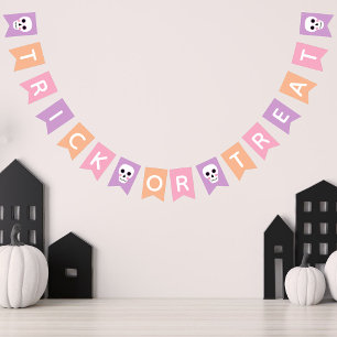 Bannière À Fanions Cute Skuls Pastel Halloween Trick ou Treat