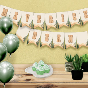 Bannière À Fanions Desert Cactus Baby shower sud-ouest, Anniversaire