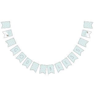 Bannière À Fanions Dieu Béni Crescent Lune & Étoiles Garçon bleu Bapt