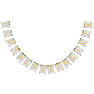 Bannière À Fanions Dieu bénisse 6 Lettres Floral Calla Baptême Commun