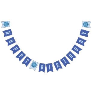 Bannière À Fanions DnD Joyeux Anniversaire Bleu D20 Donjons & Dragons