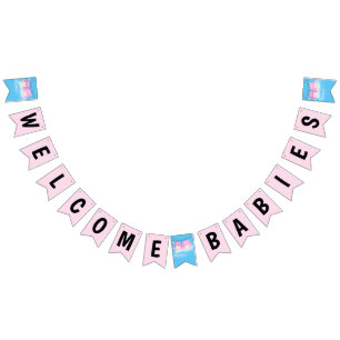 Bannière À Fanions Douche jumelle bébé filles