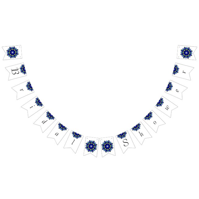 Bannière À Fanions Douche nuptiale. Mandala en bleu foncé (Tout)