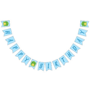 Bannière À Fanions Dragon Birthday Party Blue