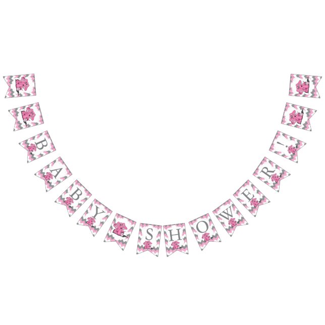 Bannière À Fanions Drôle Chevron rose Silly Cute Baby Elephant (Tout)