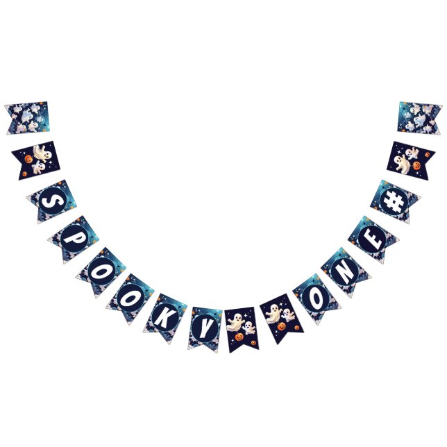 Bannière À Fanions Éffrayant un mignon Halloween Anniversaire (Tout)