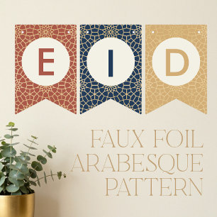Bannière À Fanions Eid Moubarak Motif Arabe