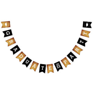 Bannière À Fanions Élégant Gold Graduation Party Bunting Banner drape