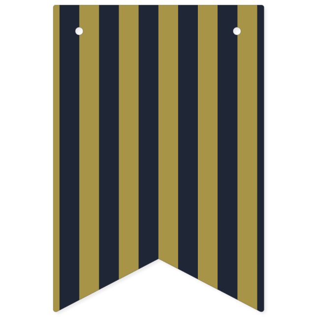 Bannière À Fanions Elégant Gold & Navy Blue Vertical Stripes (Premier drapeau)