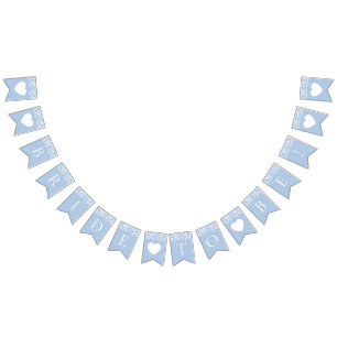 Bannière À Fanions Elégante aquarelle Quelque chose de bleu mariée po