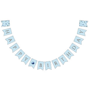 Bannière À Fanions Elégante aquarelle Sweet Blue Berry Joyeux anniver