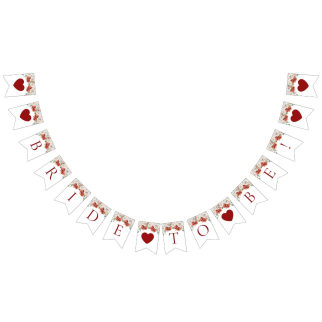 Bannière À Fanions Élégante future mariée d'hiver à fleurs rouges aqu (Tout)