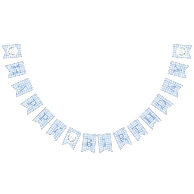 Bannière À Fanions En vichy bleu Aquarelle Laurel Crest (Tout)