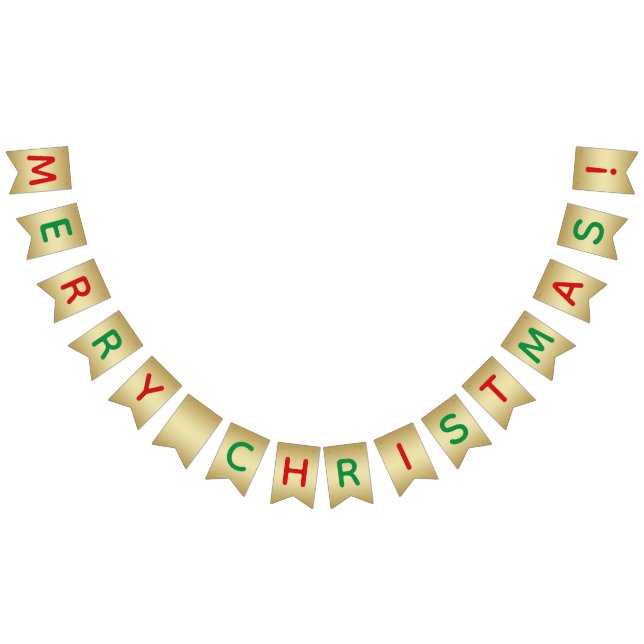 Bannière À Fanions Faux Gold Red Green Joyeux Noël (Tout)