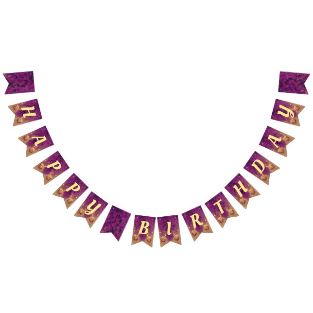 Bannière À Fanions Fée Feuille violette fête d'anniversaire (Tout)