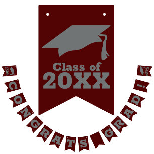 Bannière À Fanions Félicats Grad Dark Maroon et Grey
