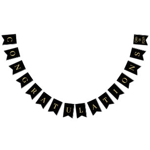 Bannière À Fanions Félicitations Black and Gold